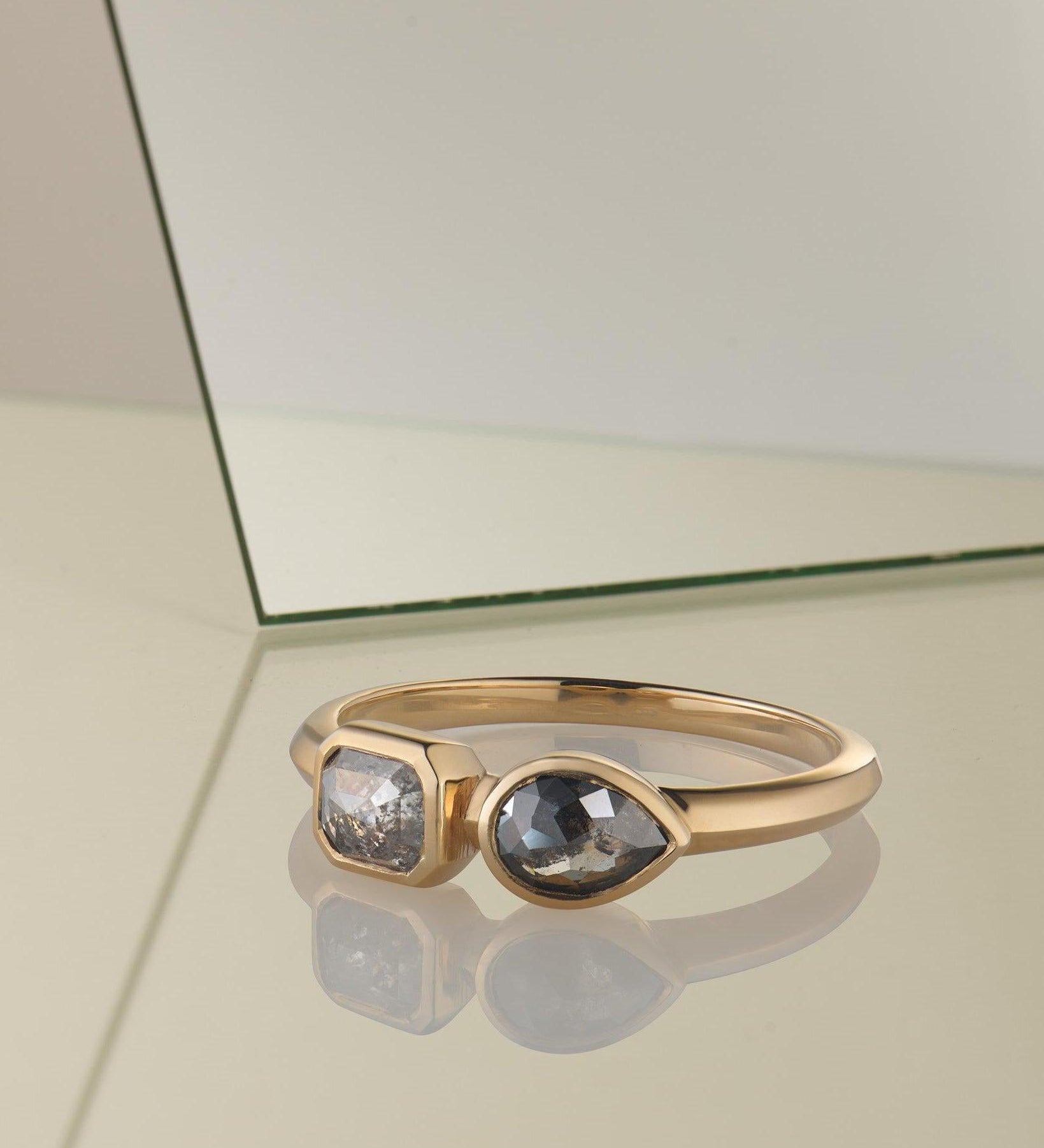 Toi et Moi Salt and Pepper Double Diamond Ring - Dea Dia
