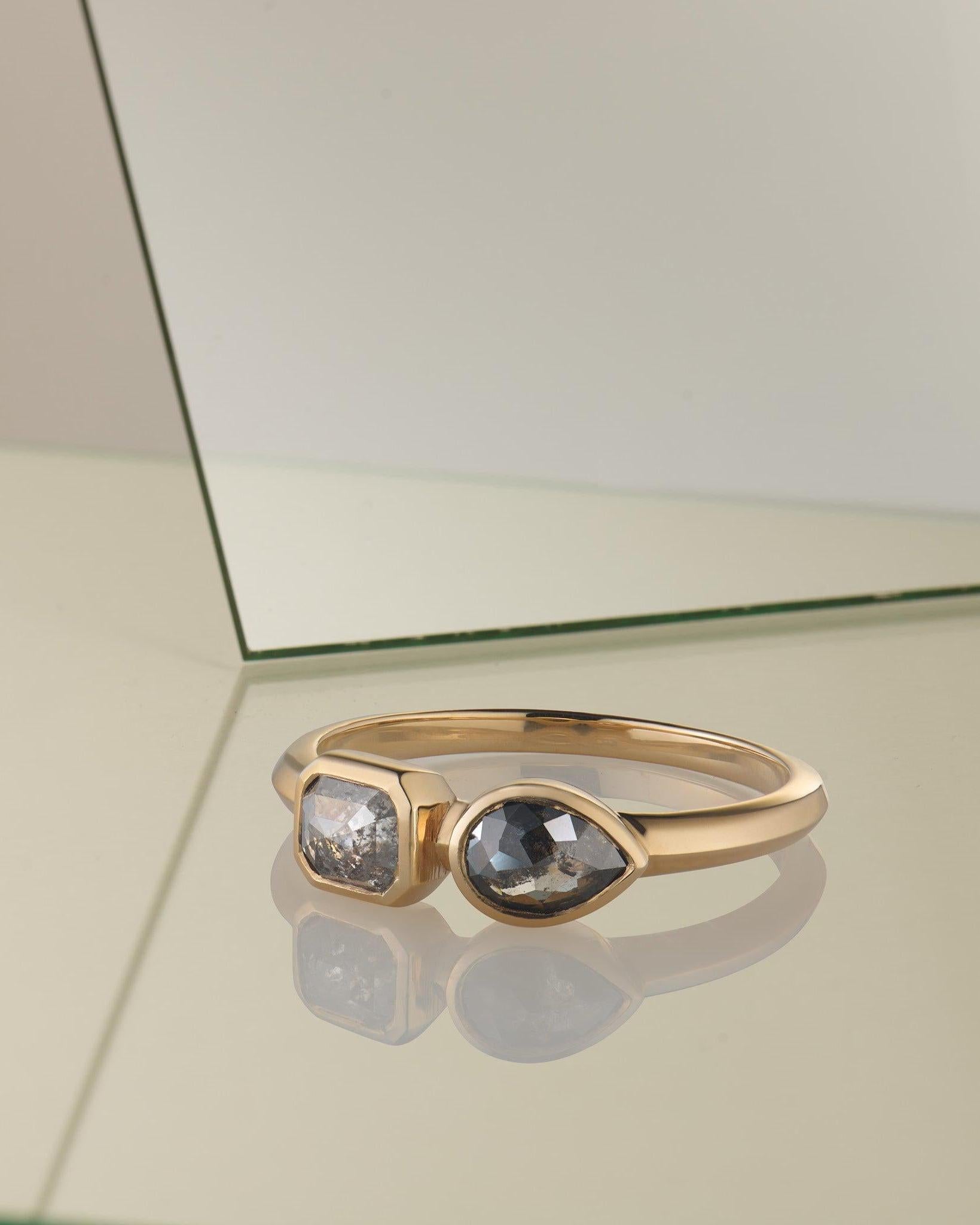 Toi et Moi Salt and Pepper Double Diamond Ring - Dea Dia