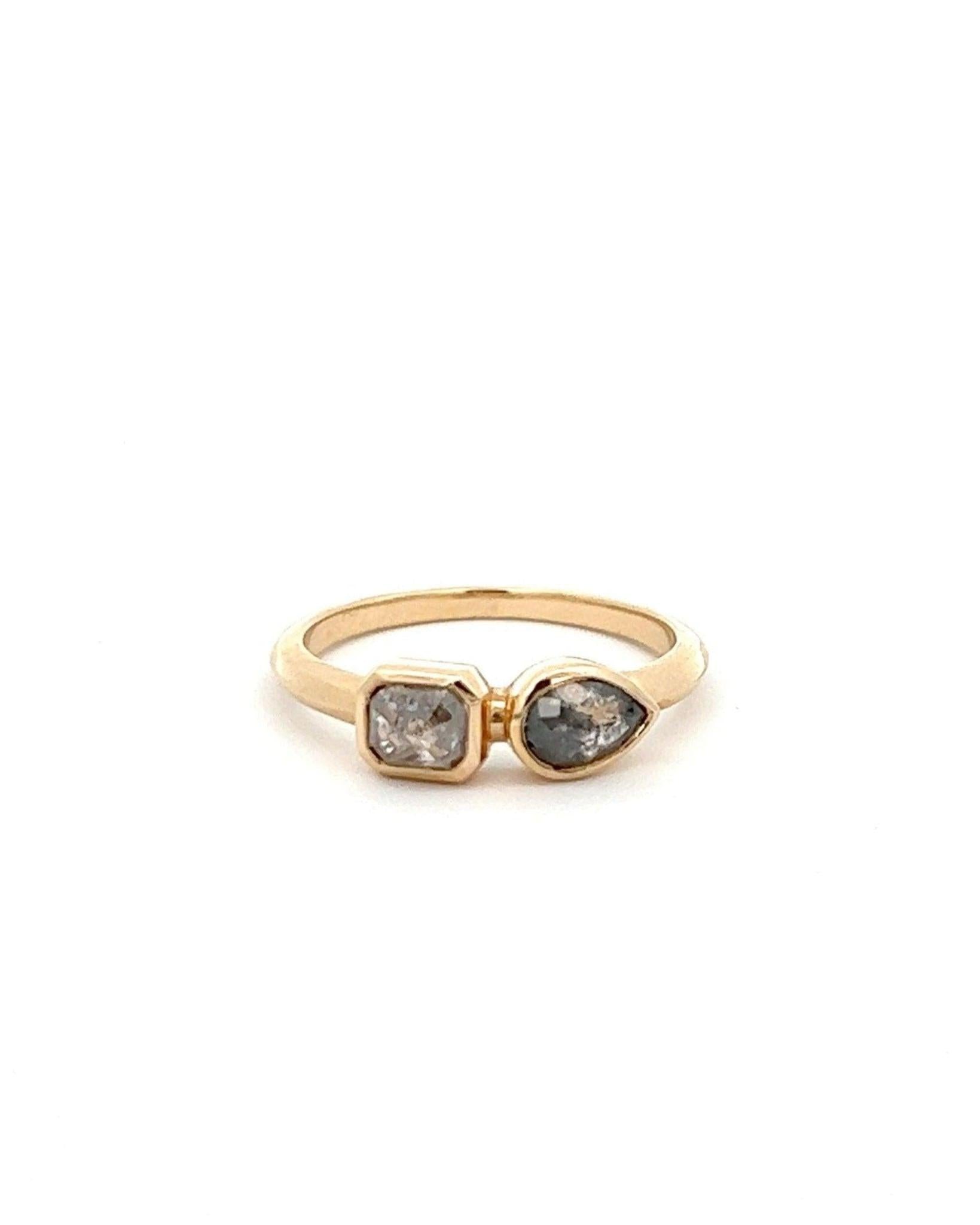 Toi et Moi Salt and Pepper Double Diamond Ring - Dea Dia