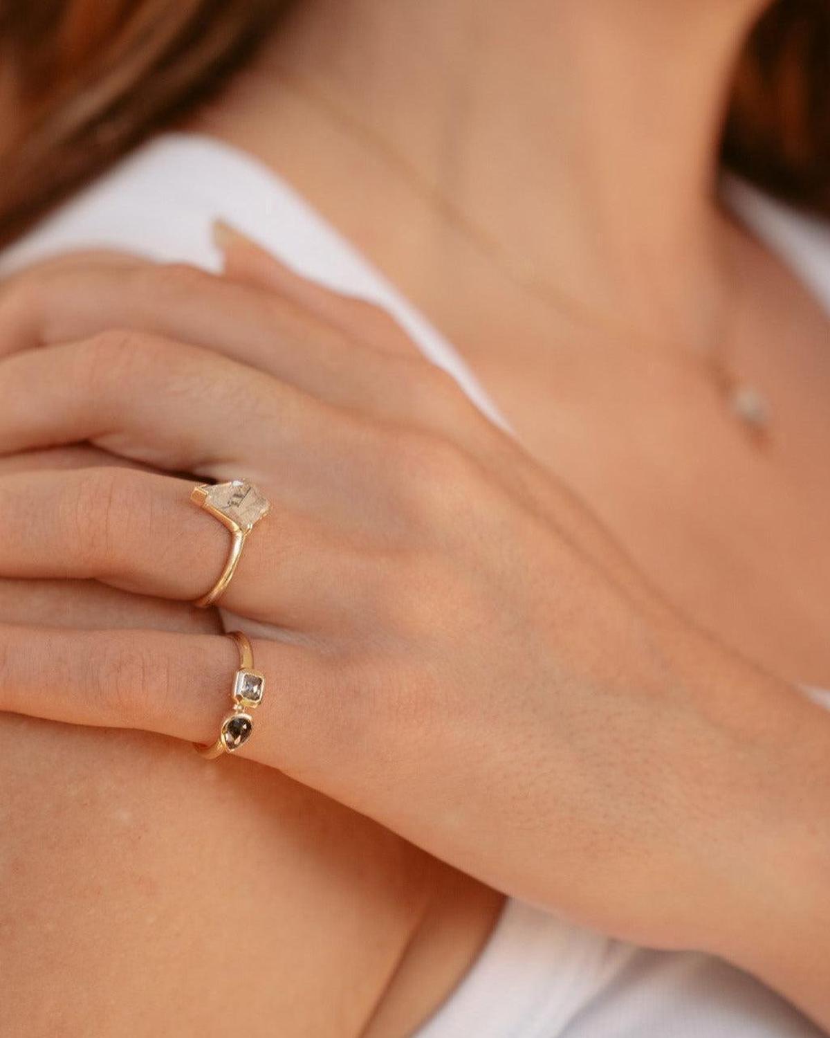 Toi et Moi Salt and Pepper Double Diamond Ring - Dea Dia
