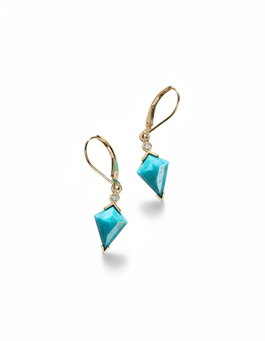 Turquoise and Diamond Kite Drop Earrings - Dea Dia